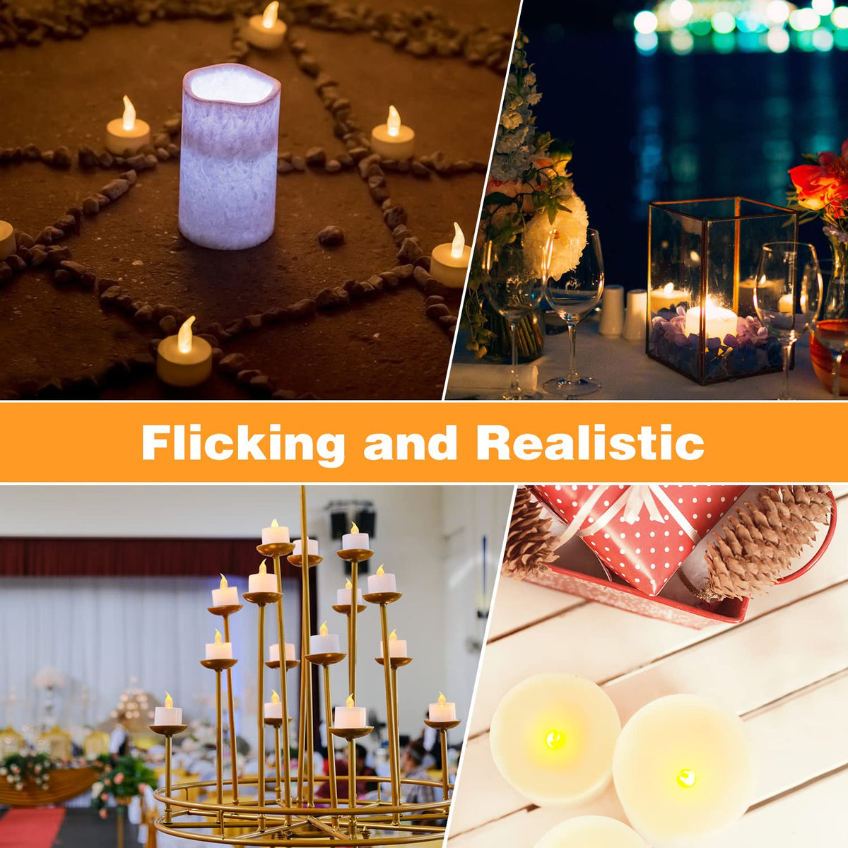 KOABY 200 Pack LED Tea Lights, Warm Yellow Flickering Lights, Last 100H+