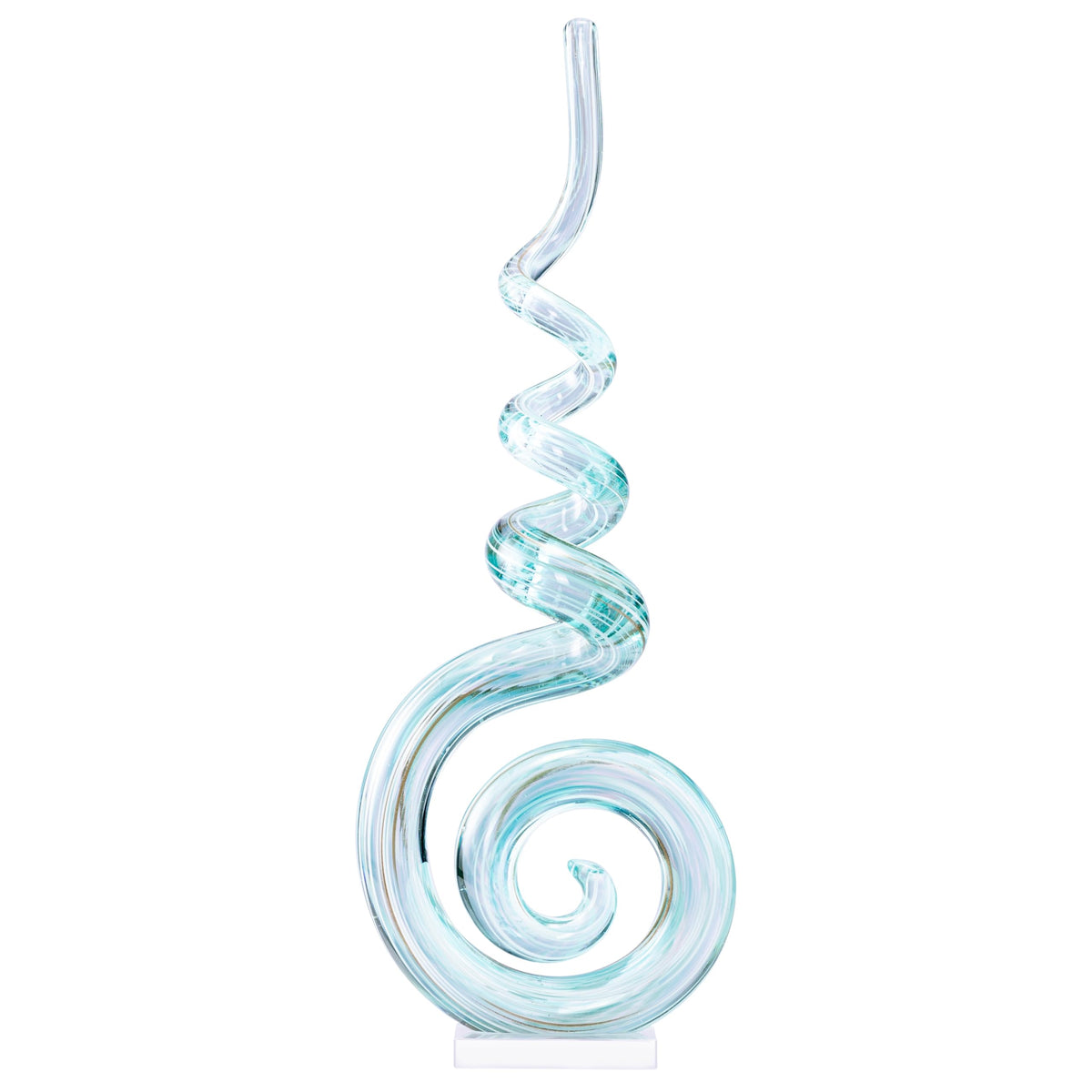 15" Tall Hand-Blown Murano-Style Glass Sculpture Statues Art Ornament Statue Figurines Home Decor Accent Piece Coastal Ocean Nautical Home Decor,Shelf,TV Stand,Tabletop Centerpieces,Wonderful Gift