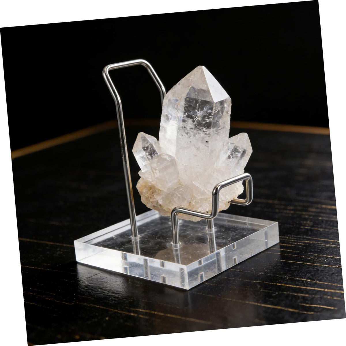 Sosoport Acrylic Crystal Mineral Display Shelf Large Acrylic Display Rack with Silver Iron Frame for Retail Store Office Party Decoration
