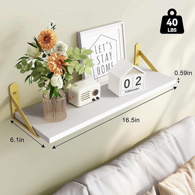 Fixwal Floating Shelves for Wall, Wood Wall Mounted Shelves for Bedroom