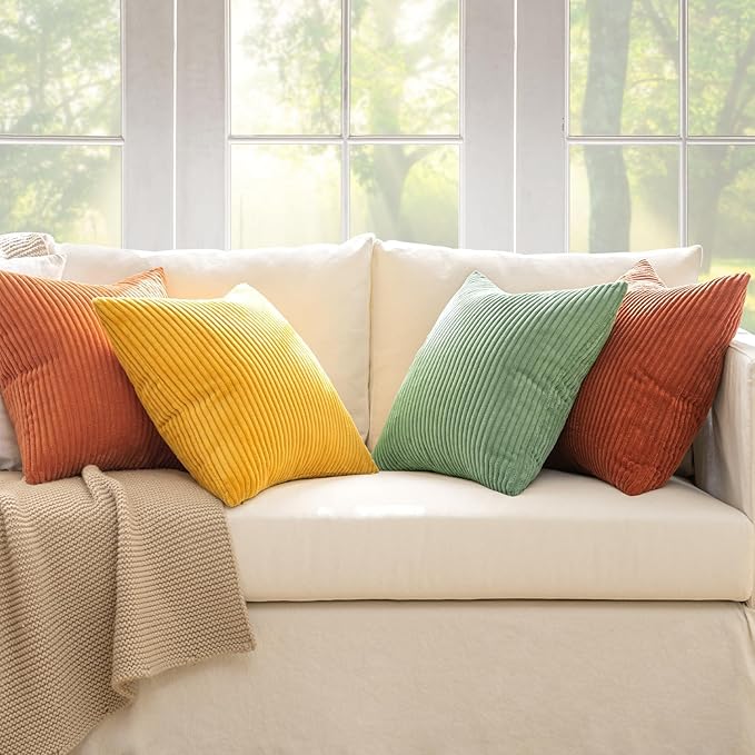 MIULEE Decorative Throw Pillow Covers 24x24 Inch Set of 4, Vibrant Cushion