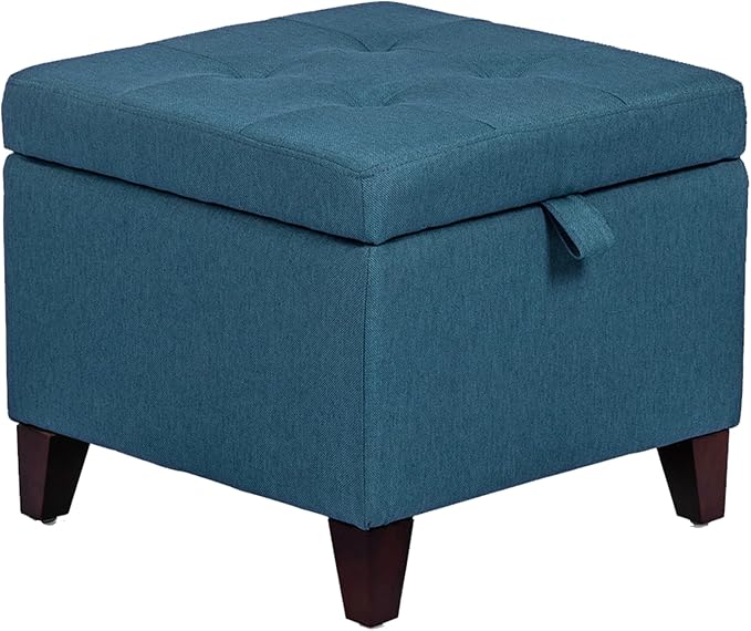 Adeco Square Fabric Storage Ottoman