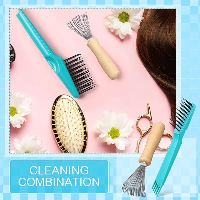 Boao 2 Pieces Hair Brush Cleaning Tool Comb Cleaner Brush Mini Comb Cleaning