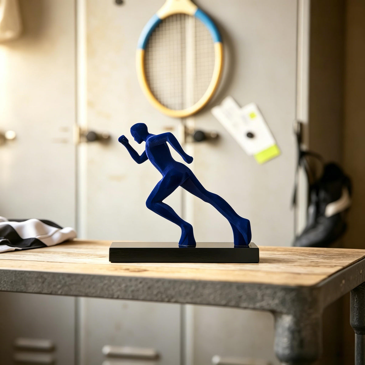 AWNR Handmade Gold Abstract Statue- Exquisite Resin Figurine for Modern Home Decor Living Room Shelf Office Decorations, Perfect for Bookshelf, Desk, and TV Stand Accents. (Blue Runner)