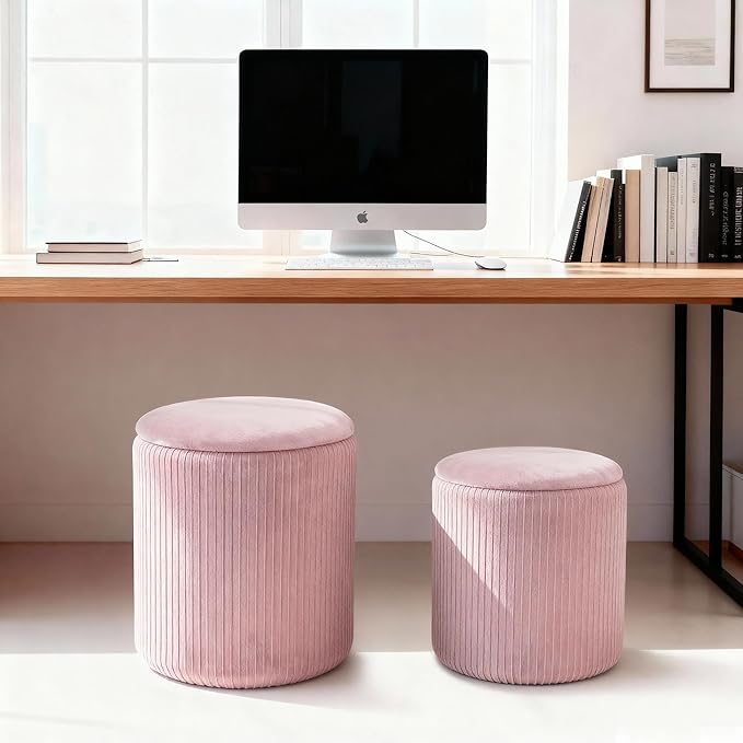CAROLMADE Set of 2 Round Ottoman