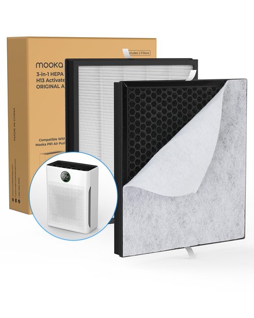 2 Pack MOOKA PR1 Genuine Air Purifier Replacement Filter, H13 True HEPA Air Purifiers for Home Large Room up to 2200sq.ft, with Washable Pre Filter, Removes Pollen Dander Smoke Pet Hair Dust
