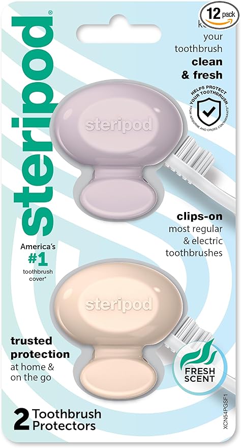 Steripod Clip-On Toothbrush Protector, Keeps Fresh and Clean, Fits Most Manual