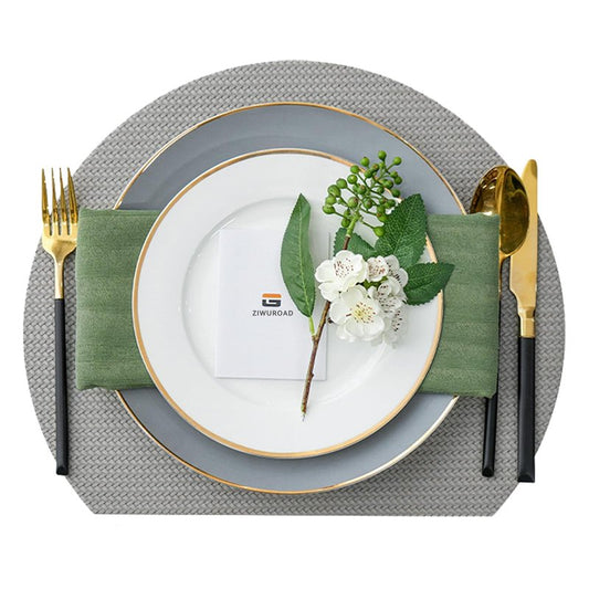 ZIWUROAD Faux Leather Placemats Set of 6, PU Heat Resistant Dining Table Mats, Waterproof Wipeable Non-Slip Place Mats for Kitchen Dining Table Decoration, Grey