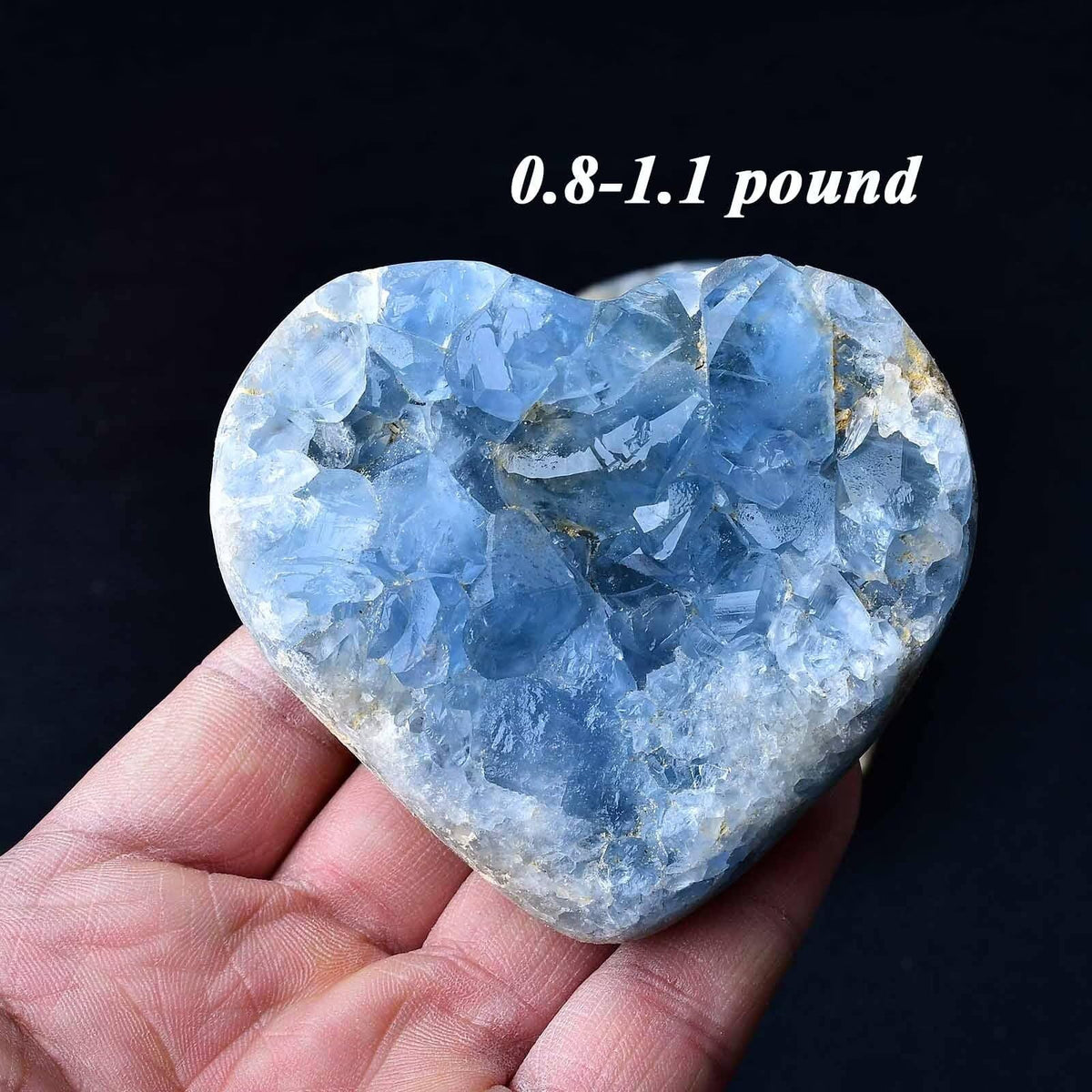 FZBHRO Extra Large Blue Celestite Geode Heart Healing Crystal Stone Collection Mineral Specimen with Stand Home Office Decor 3.5-4.0 Pound