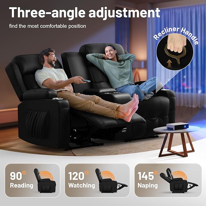 Recliner Sofa Set, Home Theater Seating Wall Hugger Recliners