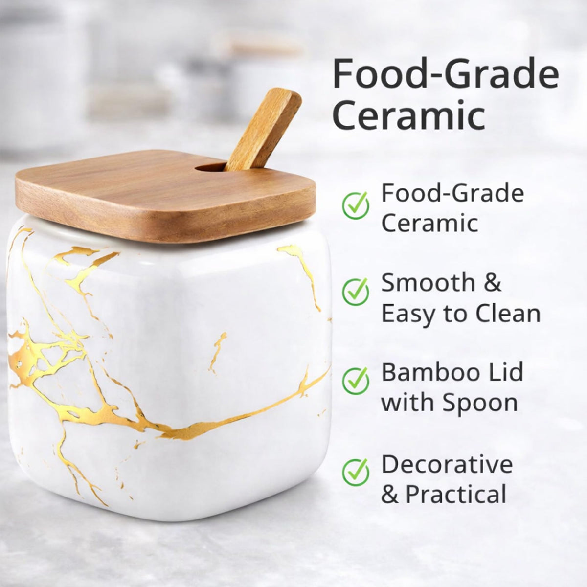 JFFLYIT 3 Pcs Sugar Bowls Ceramic Coffee Jar Set Ceramic Seasoning Jar with Lid Spoon and Tray/Food Storage Canister (Color Mixing)