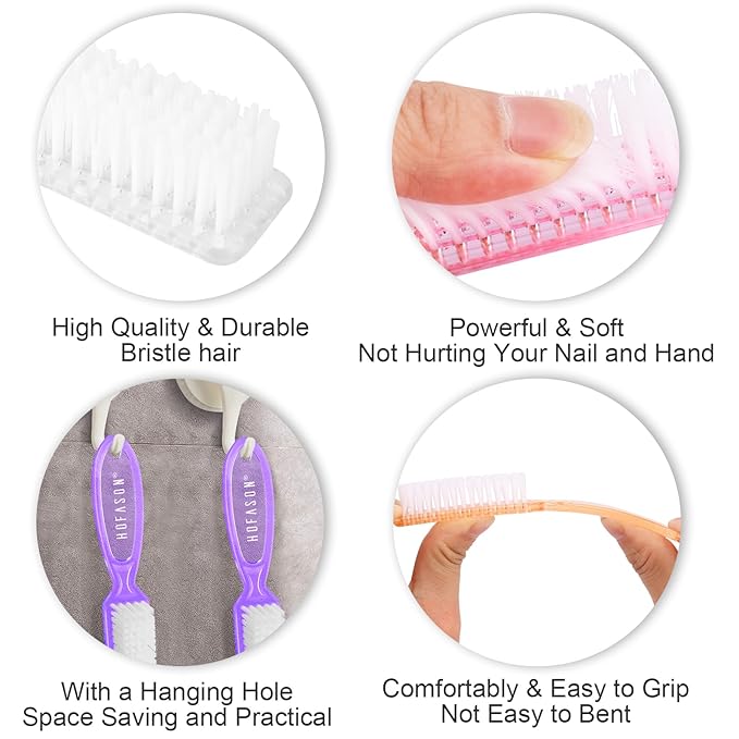 HOFASON 6 Pack Nail Brush for Cleaning Fingernails, Nail Brush Handle Grip