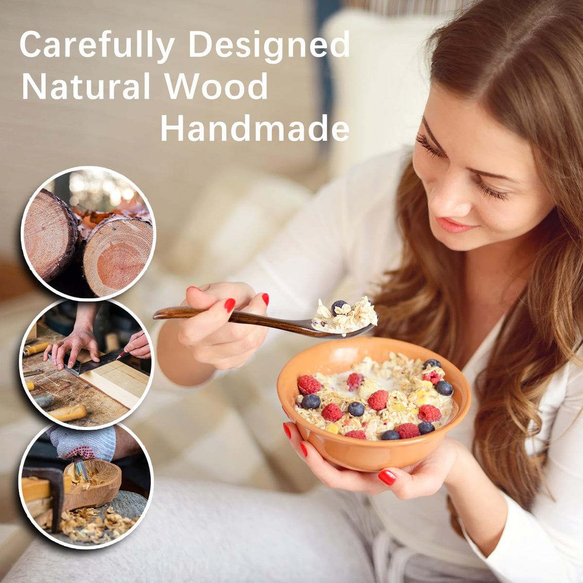 Hefild 7 PCS 5.78 Inch Small Wooden Spoons and 6 PCS 6.7 Inch Small Wooden Spoons for Soup