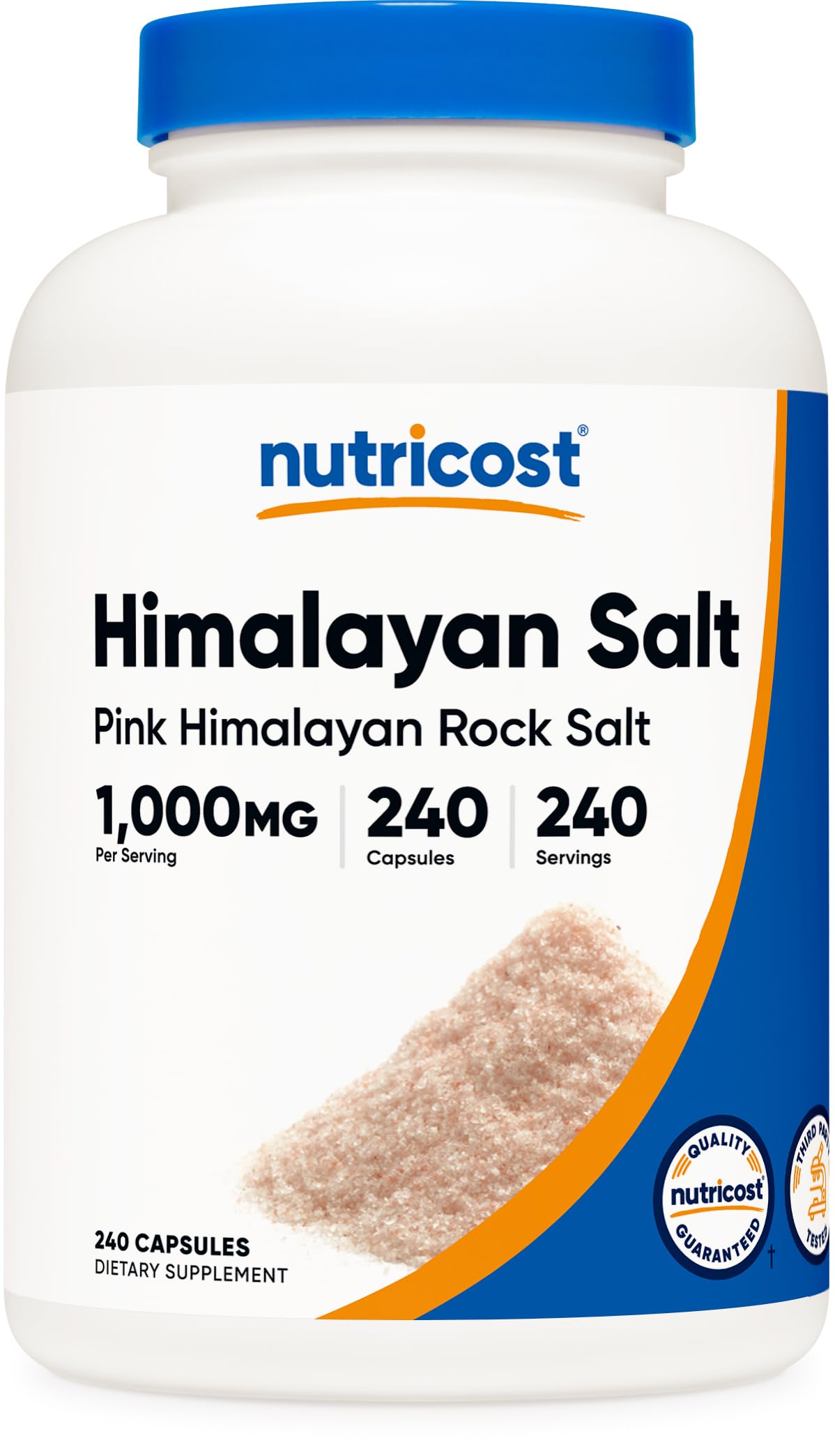 Nutricost Pink Himalayan Salt Capsules 1000mg, 390mg Sodium, 240 Capsules - Non-GMO, Gluten Free
