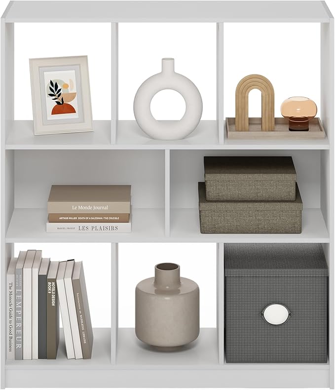 Furinno DALY Book Shelf, 8-Cube Bookshelf, Horizontal Cube Storage Organizer