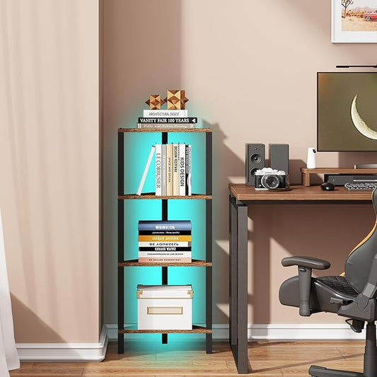 TUTOTAK Corner Shelf, 4-Tier Corner Bookshelf