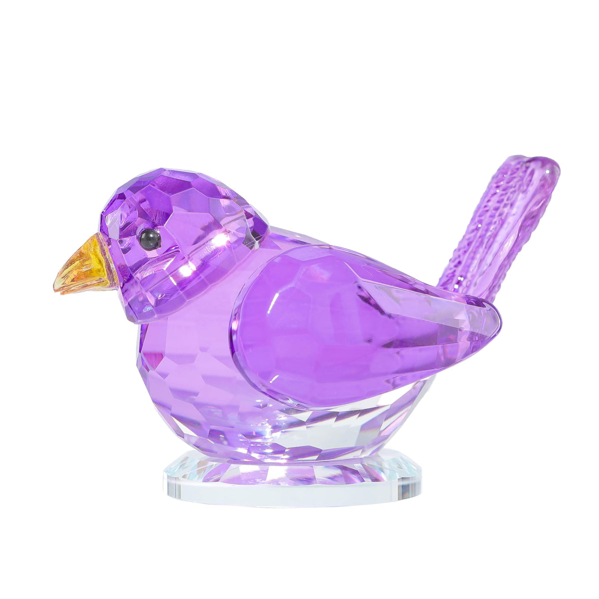 Qianwei Purple Crystal Bird Figurine Collectible - Handmade Glass Animals Figurines Crystal Office Desk Table Home Decor Paperweight