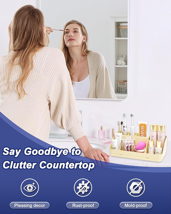 Bathroom Counter Organizer and Storage, 7 Slots Detachable Toothbrush Holders