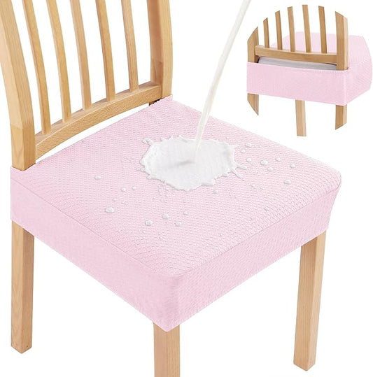 Smiry Waterproof Seat Covers for Dining Room Chairs Set of 4, Stretch Jacquard