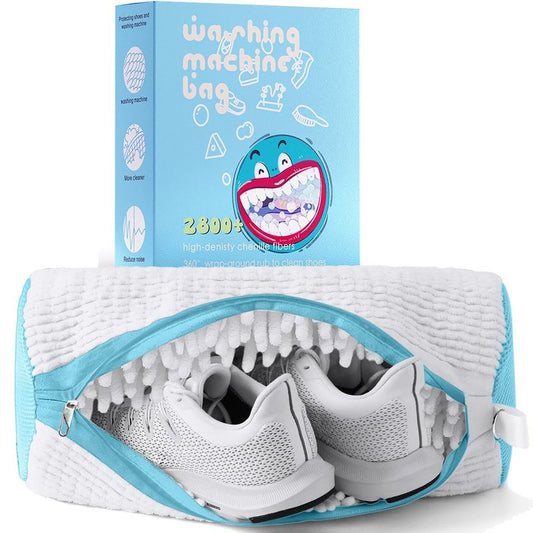 XXL Shoe Washing Machine Bag, Laundry Shoe Bag for Washer and Dryer, Laundry Shoe Bag Protect Sneaker, Running Shoes, Bras, Delicates and Toys, Includes 2 Shoes (White 1 Pack)