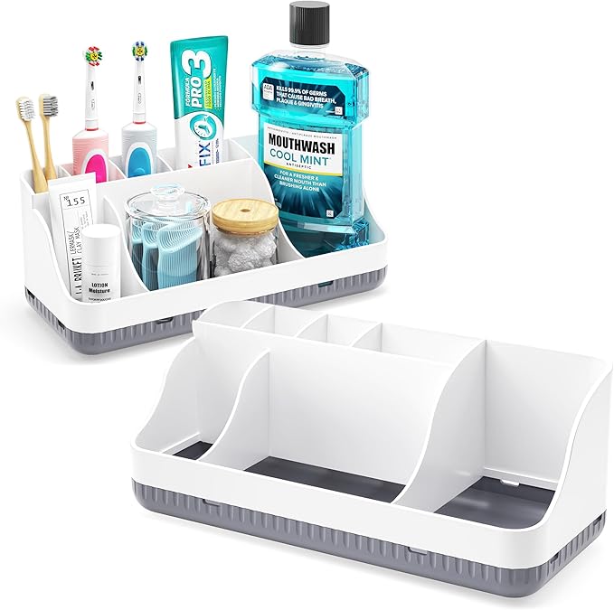 Bathroom Counter Organizer and Storage, 7 Slots Detachable Toothbrush Holders