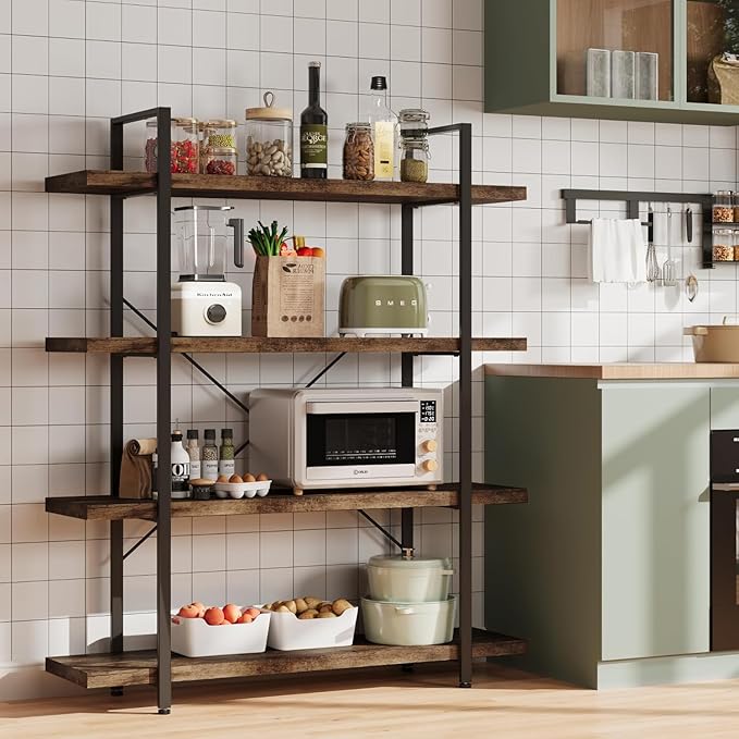 OtterOasis Heavy Duty 4-Tier Industrial Bookcase, 120lbs Shelf Capacity
