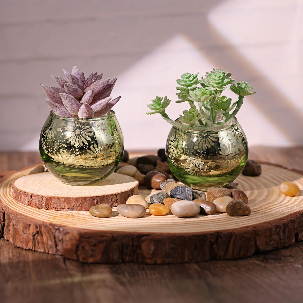 sunnyfuture Green Mercury Glass Votive Candle Holders Set of 12, Round Tealight Candle Holders Bulk for Table Centerpieces, Weddings, Shower Gifts, Christmas, Halloween Party Decorations