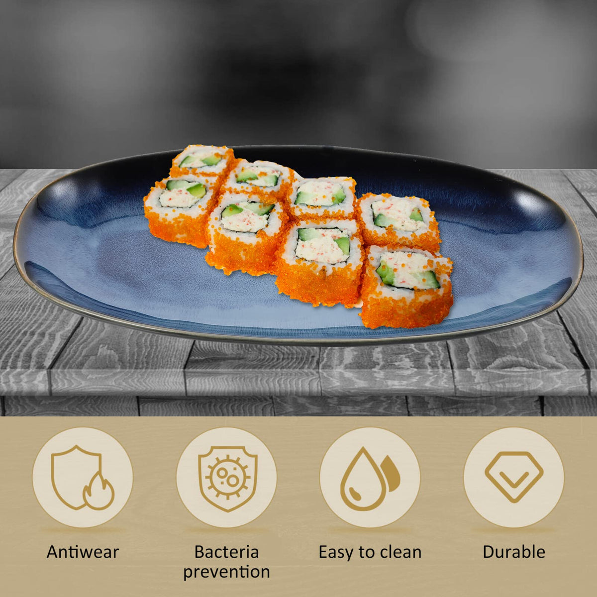 Cabilock Ceramic Sushi Plate 13.66X6.61X1.37In Oval Fish Serving Tray for Home Restaurant Hotel Multi-Function Snack Fruit Food Platter for Entertaining Parties