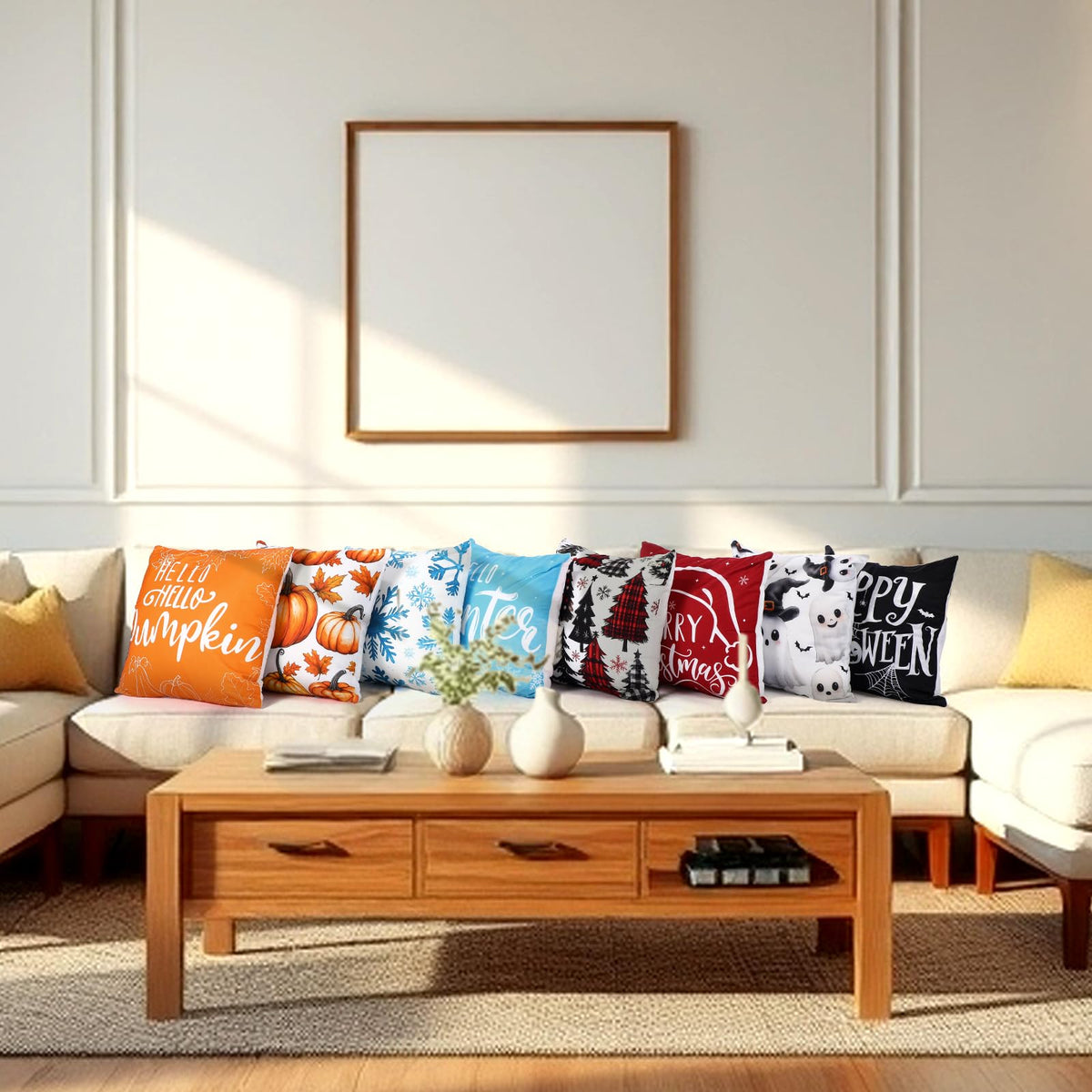 Mindsoft 20 Pcs Holiday Pillow Covers 18 x 18 Summer Pillow Cover 4th of July Fall Pillowcase Decorative Seasonal Cushion Case for Farmhouse Home Sofa(Holiday)