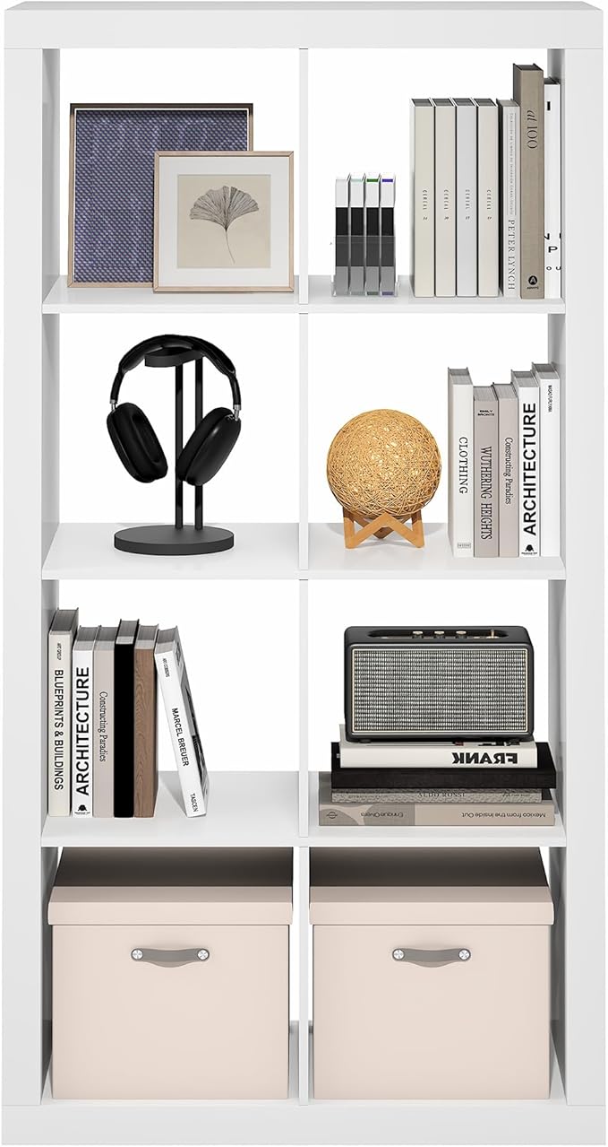 Furinno Cubicle Book Shelf, 8-Cube 2-Inch Super Thick Frame Bookshelf,