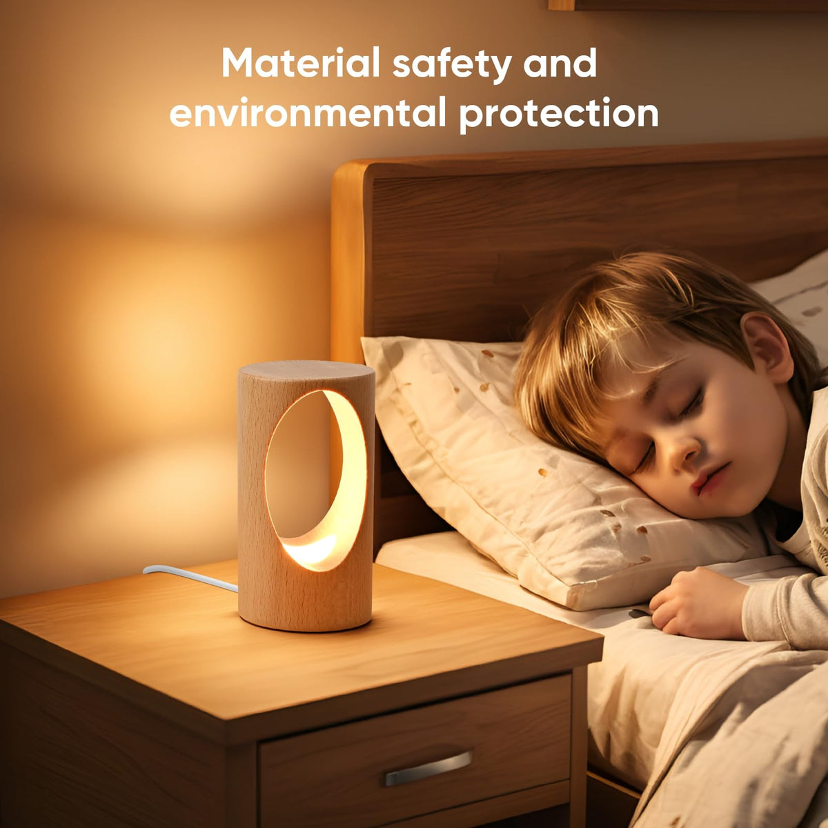 YIEONSHION LED Wooden Desk Lamp, Dimmable Bedside Night Light for Bedroom, Creative Home Décor Table Lamp, Warm Ambient Lighting, Unique Housewarming Gift