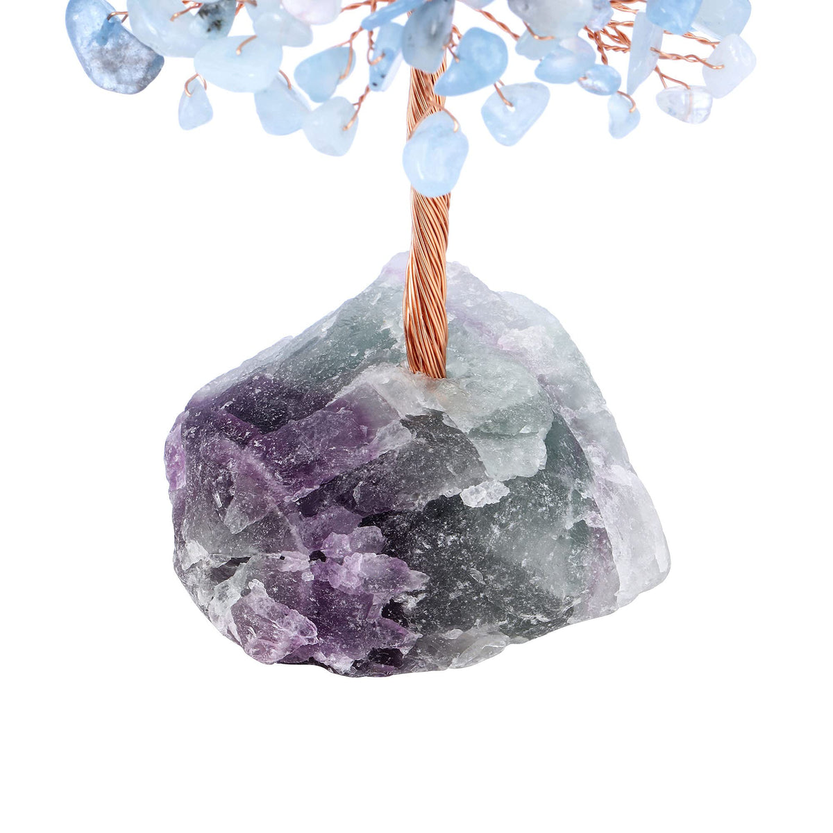 Jovivi Natural Aquamarine Crystal Tree, Raw Healing Crystals Fluorite Base Bonsai Money Tree for Home Office Table Decor Wealth and Luck