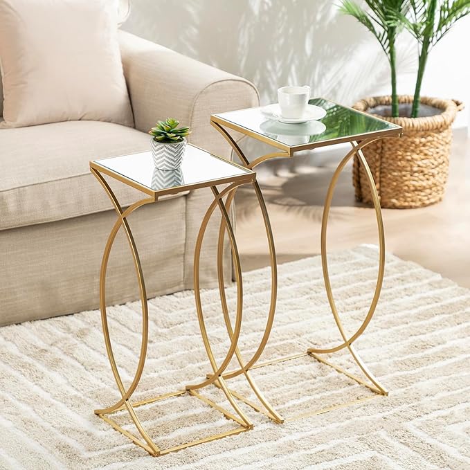 Glitzhome Nesting Side Tables, Coffee Tables Decorative Accent Tables