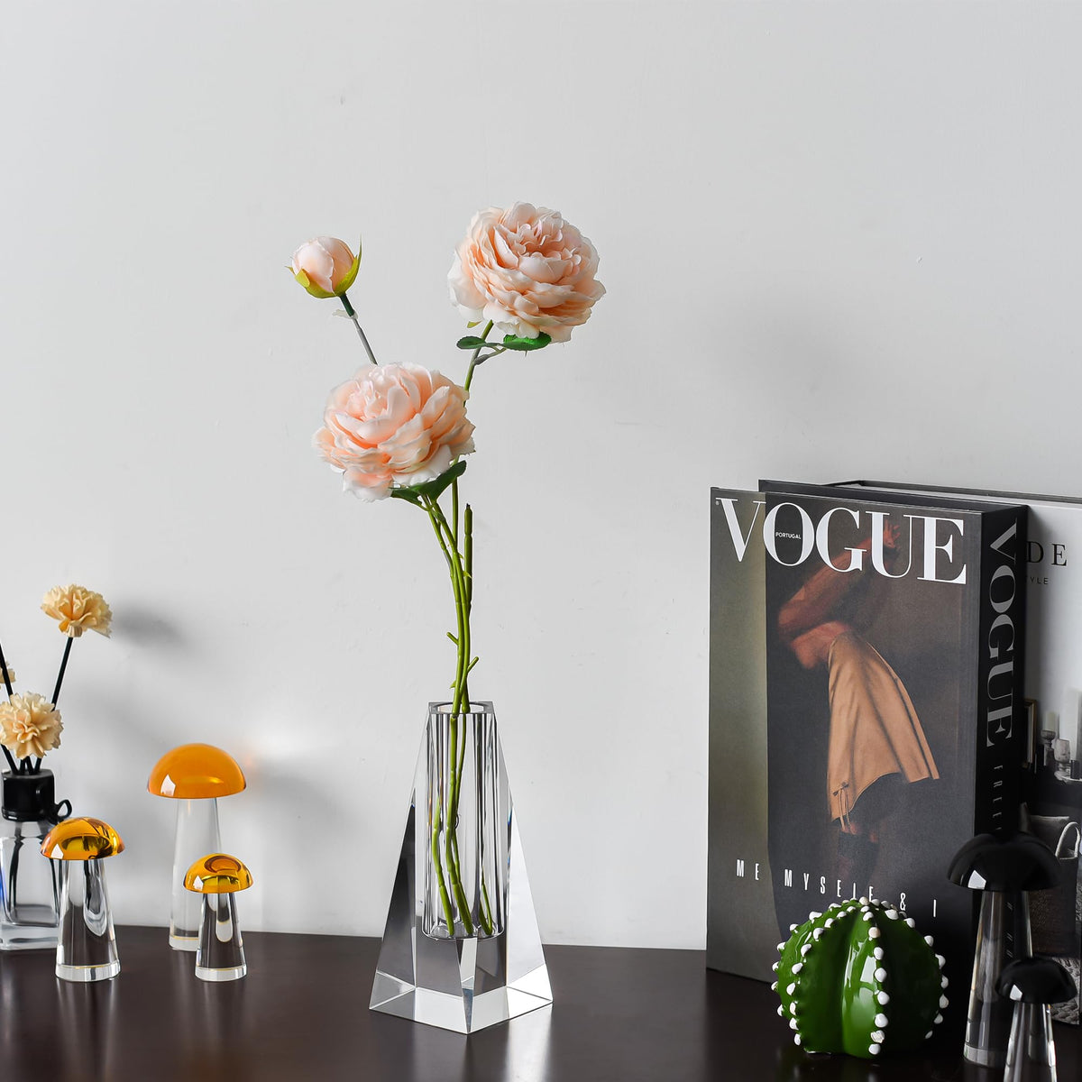 Kitcom Small Crystal Flower/Bud Vase 6.3Inch, Elegant Floral Display for Home & Weddings, Comes with Gift Box