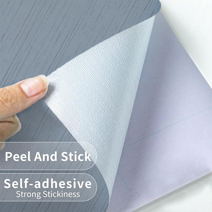 Grey Blue Grasscloth Peel and Stick Wallpaper 15.74" x 196.85" Textured Neutral