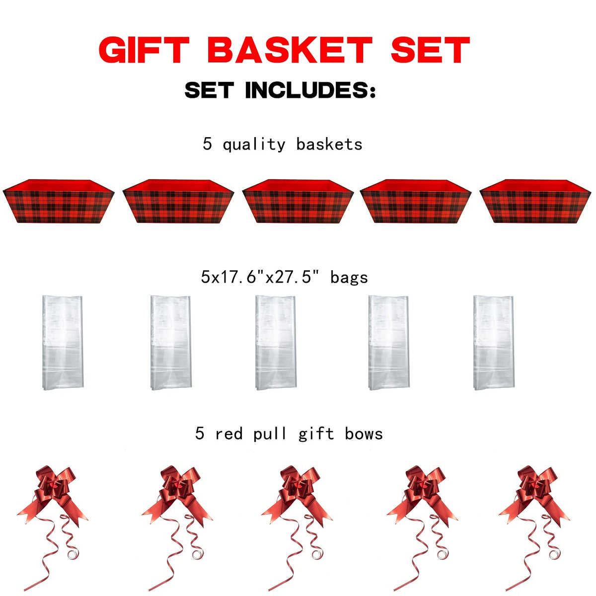 Basket For Gifts Empty, 5 PCS Sturdy Diy Bulk Gift Basket Kraft Market Tray Cardboard Basket With Handles, Gift Baskets Kit Supplies Wrap To Fill For Valentines Christmas Weddings Anniversaries
