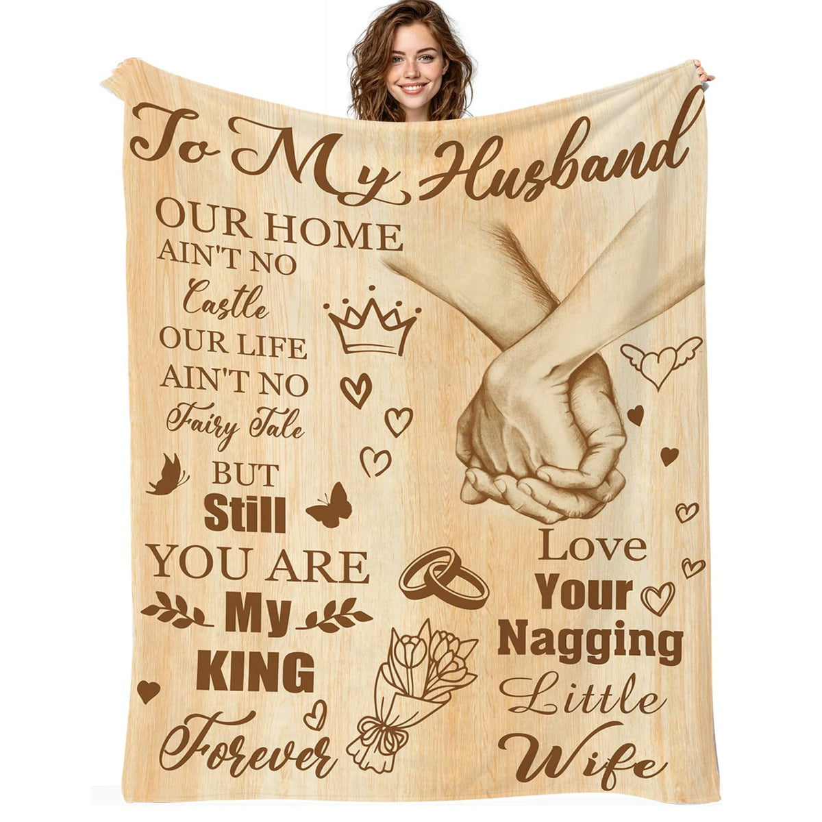 Anniversary for Husband from Wife - Romantic Healing Thoughts Blanket for Men, Perfect Husband Birthday Gift Ideas(Father's Day, Valentine's, Christmas, Wedding Gift Idea) 60"x50"