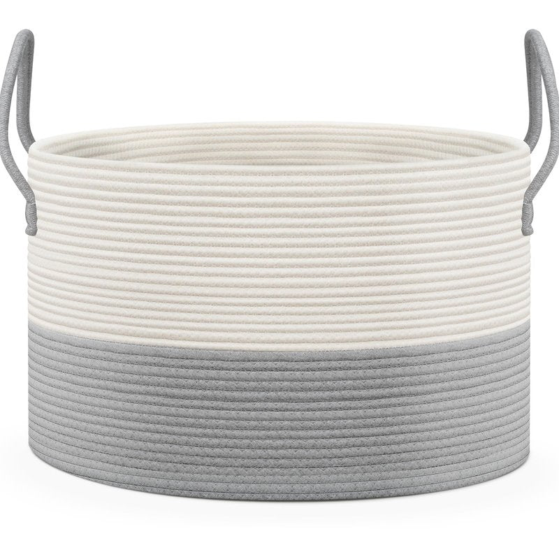 noonkty Blanket Basket Living Room - Toy Storage Basket, 21.7" X 21.7" X 13.8" XXL Cotton Rope Woven Laundry Baskets with Handles, Large Baskets for Storage Nursery Hamper