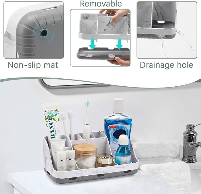 Marble Bathroom Countertop Organizer
