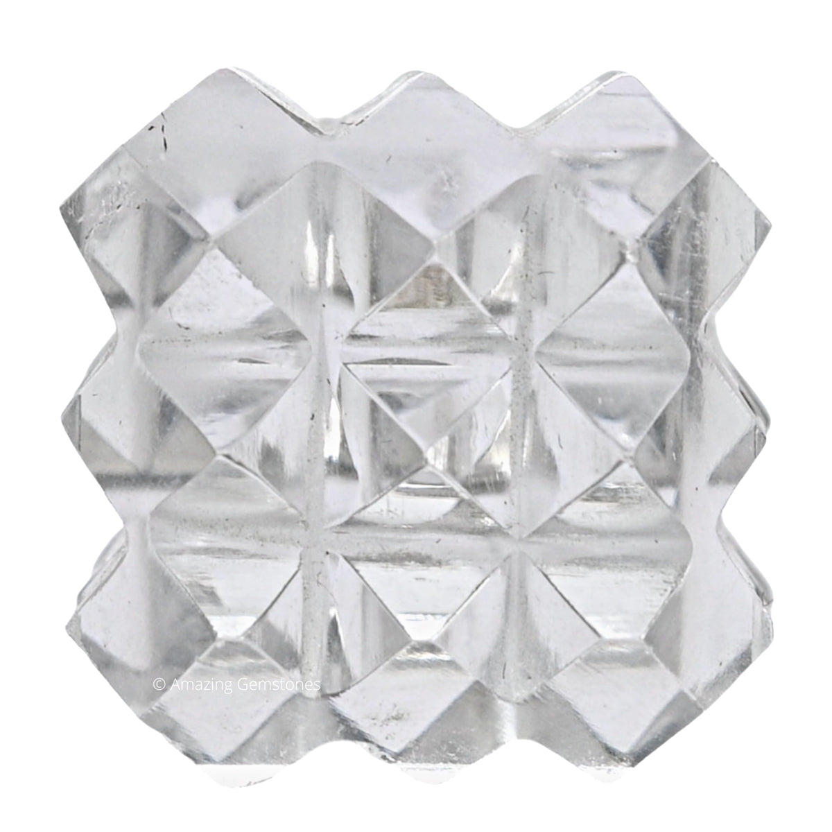 Amazing Gemstone Clear Quartz Crystal Cube with 54 Pyramid - 1" Mini Lemurian Pyramid Cube Figurine of Natural Stone Pyramid for Meditation, Reiki, Chakra Balancing Vastu Pooja and Crystal Grids