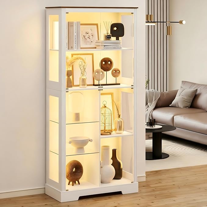 Gurexl Modern Glass Display Cabinet