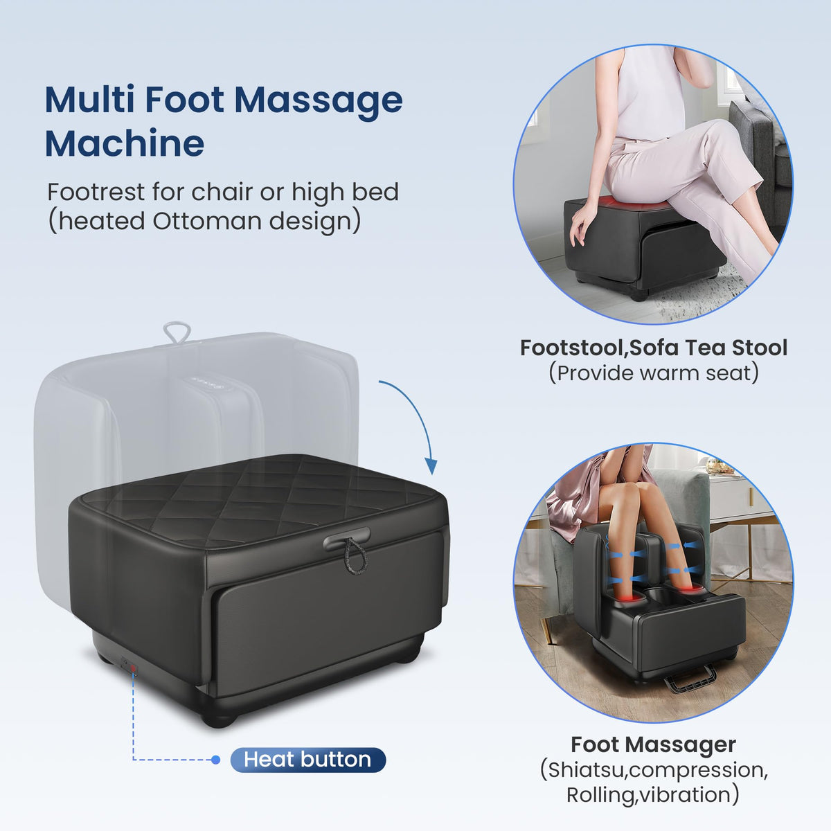 COMFIER 2 in 1 FSA Foot Massager Machine,HSA Shiatsu Foot and Calf Massager with Heat,Kneading,Vibration,Compression Massagers for Feet Health,Plantar Fasclitis,Father‘s Day Gift for Dad