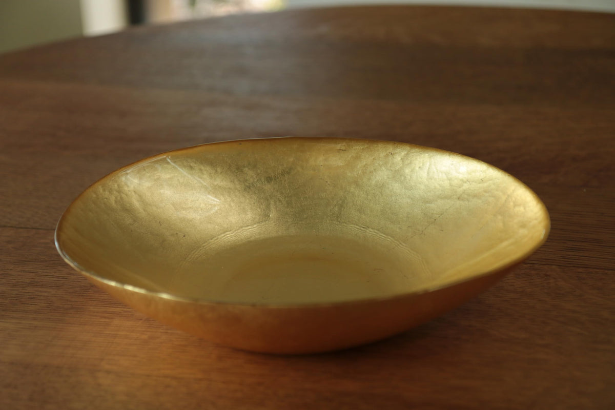 Beatriz Ball GLASS New Orleans Medium Oval Foil Leafing Bowl (Gold)