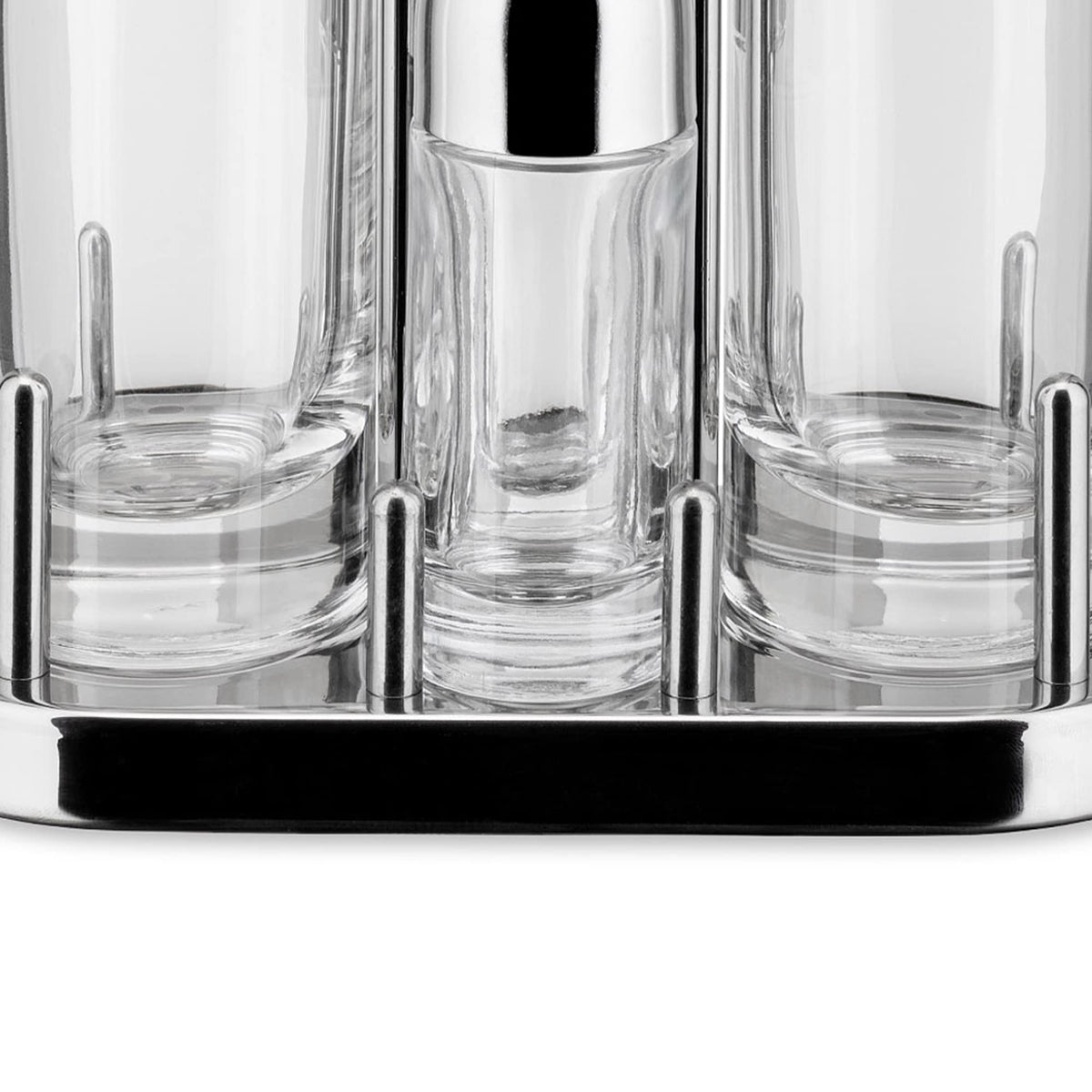 Alessi | 5070 - Design Condiment Set for Oil, Vinegar, Salt and Pepper in 18/10 Stainless Steel and Crystalline Glass