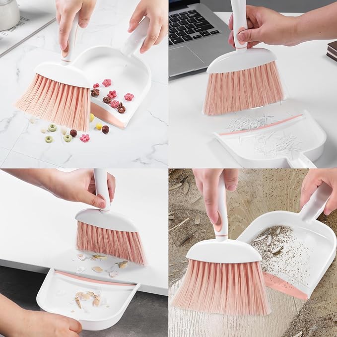 NACENA Small Dust Pan and Brush Set, Mini Broom and Dustpan Set Small Hand