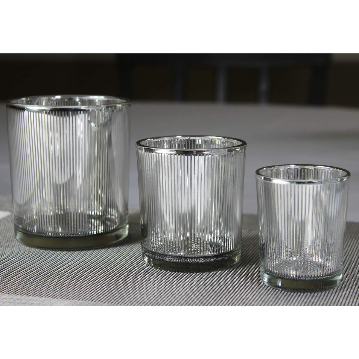 Seraphic Glass Votive Tealight Candle Holders in Bulk for Table Centerpiece Wedding Decor, Silver, 2.75" Tall, Set of 12