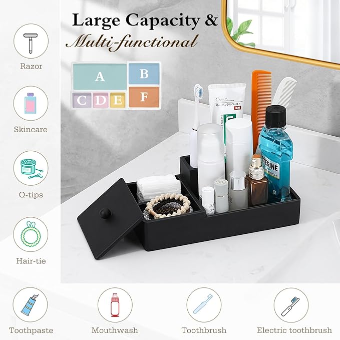 Luxspire Bathroom Counter Organizer, Marble Toothbrush Holder