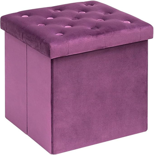 B FSOBEIIALEO Storage Ottoman Cube Velvet Tufted Folding Ottomans