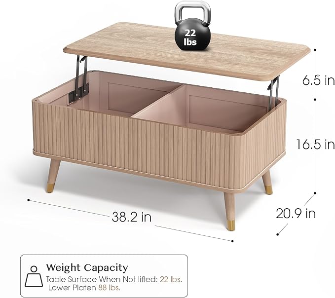 SULIVES Lift Top Coffee Table