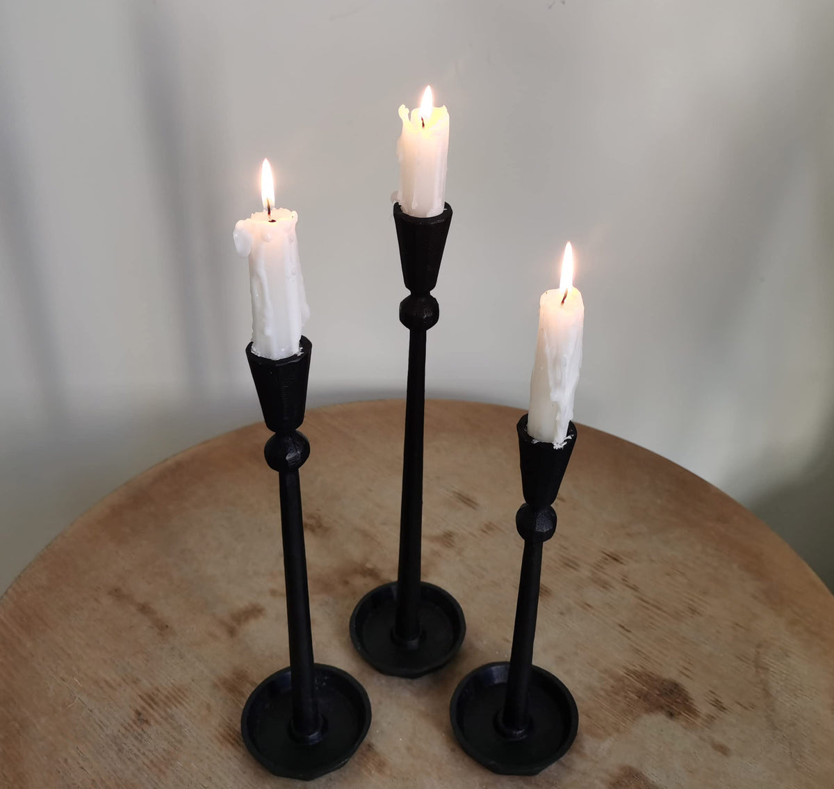 Iron Taper Candle Holder Set 3 - Decorative Candle Stand - Candlestick Holder for Wedding, Dinning, Party (Black)…